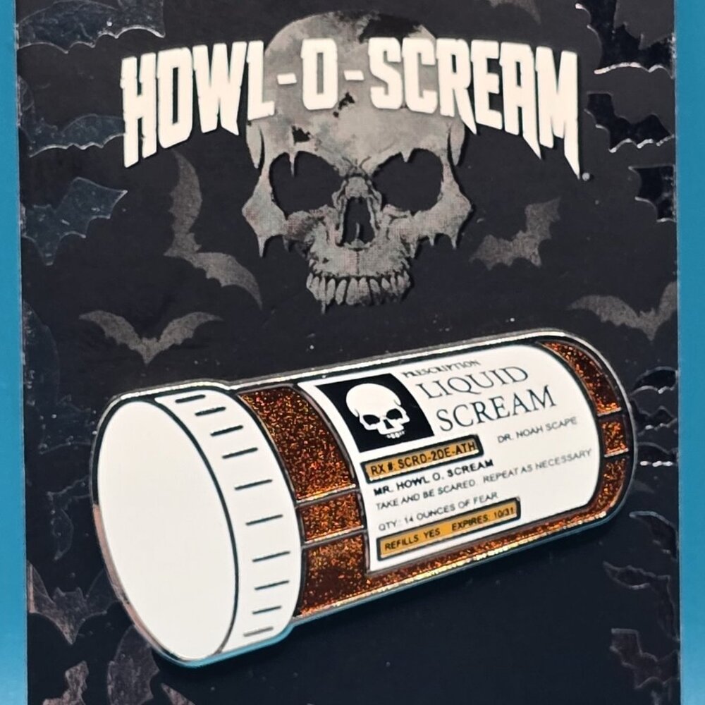 SeaWorld Howl O Scream Liquid Scream Pill Bottle Trading Pin Busch Gardens